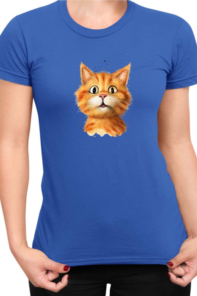 Damen T-Shirt Funny Cats Breeds Bobtail Cat, Lady S / Blau