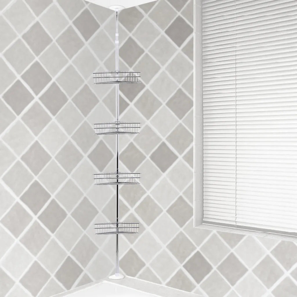 Serviteur de douche d'angle à ressort, colonne de rangement sans perçage