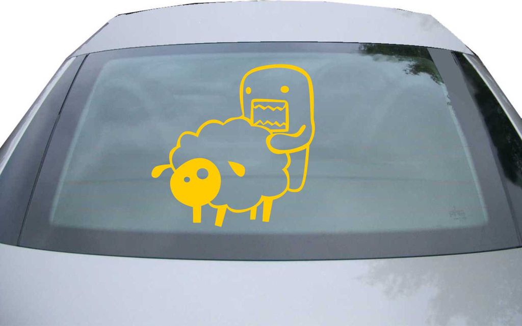 Indigos UG - Aufkleber Heckscheibe & Motorklappe DE2432 - gold - 600x598 mm - Domo sheep - Auto Scheiben Fenster Heckklappe Tuning Racing JDM - Die...