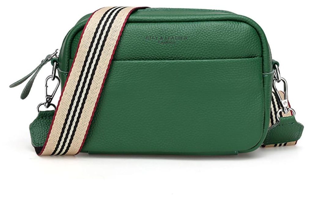 Damen-Handtasche aus Leder mit breitem Schulterriemen, moderne Schultertasche mit breitem Schulterriemen, schwarz, Handtaschen