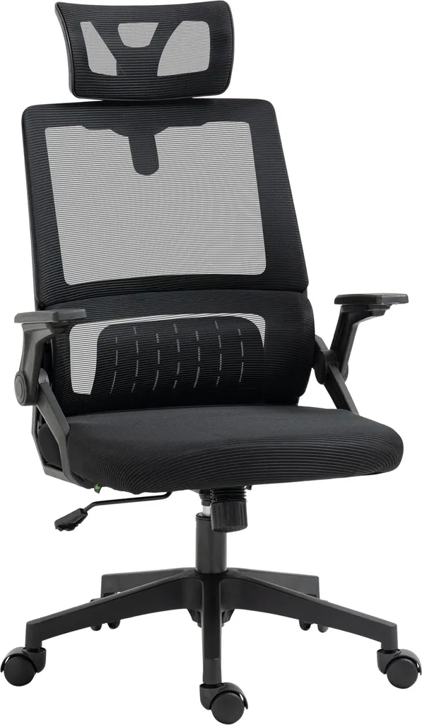 Sedia da ufficio Fortuna Lai ergonomica e regolabile con poggiatesta e braccioli, sedia da computer regolabile in altezza con funzione girevole e oscillante