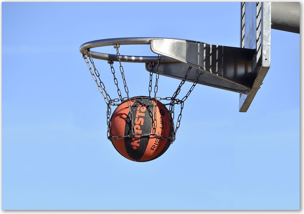 Tulup Leinwandbild - 100x70 cm - Wandkunst - Drucke auf Leinwand - Leinwanddruck - Sport - Blau - Basketball