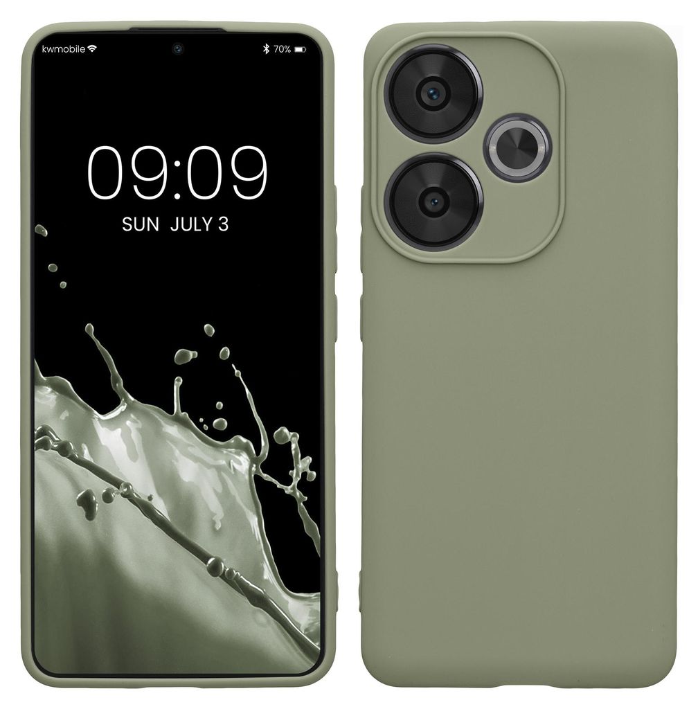 kwmobile Handyhülle für Xiaomi Poco F6 5G Hülle - weiches Handy Silikon Case - Schutzhülle Cover - Graugrün