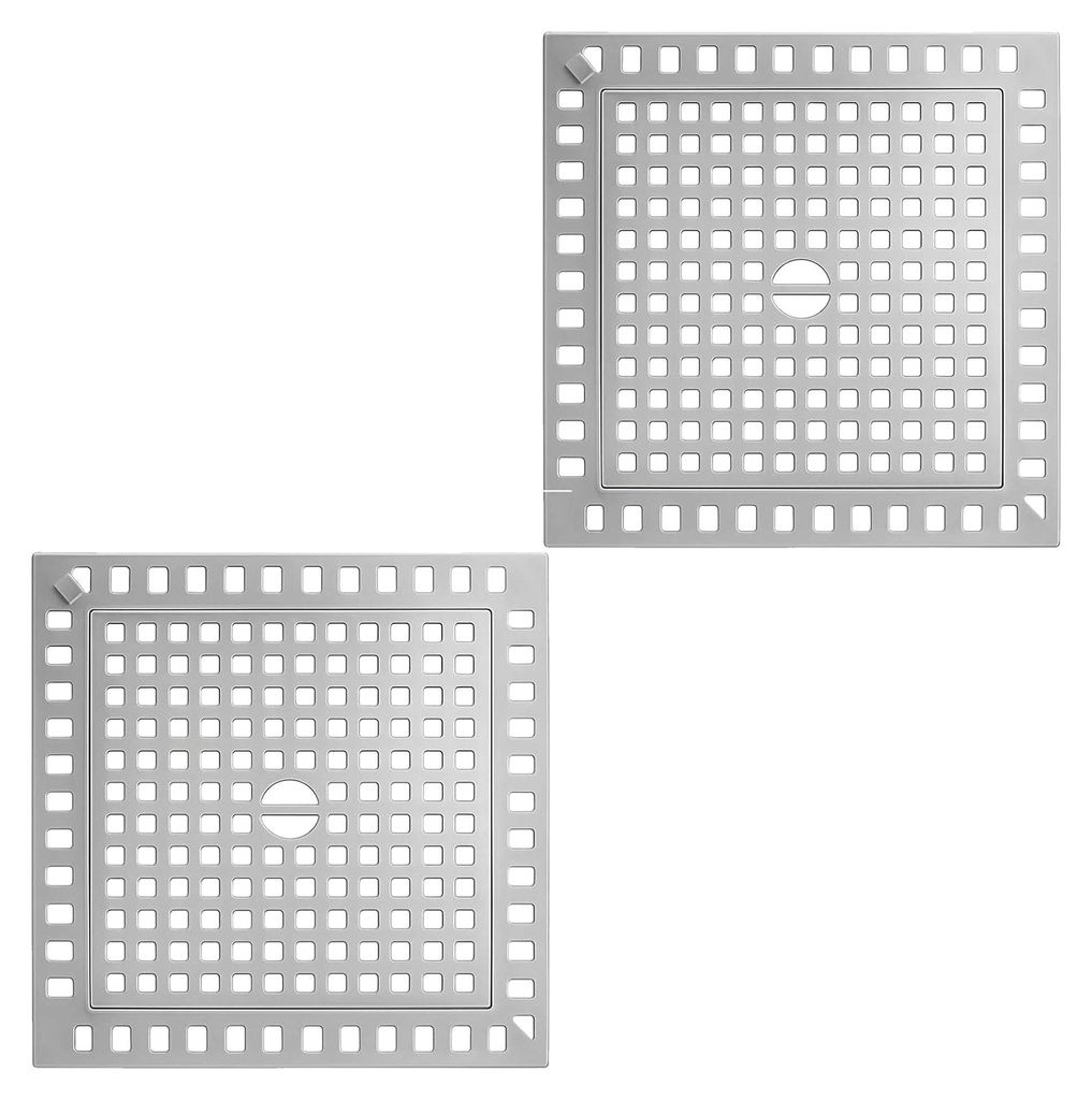 2 Stück Quadrat Abflussschutz 12 cm aus Edelstahl, Abflusssieb für Dusche und Badewanne, Abflussgitter für Keller, Außenbereich und Schwimmbäder