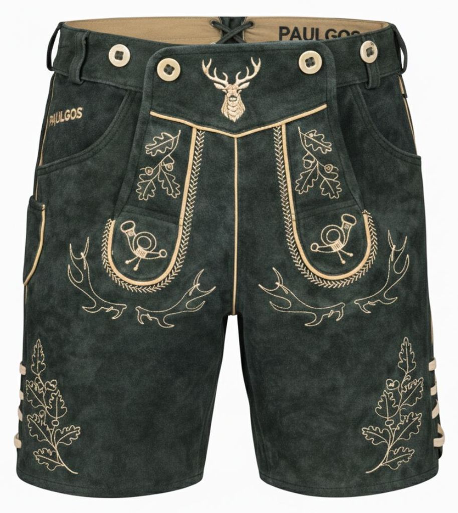 PAULGOS Herren Trachten Lederhose Kurz - HK5 - Echtes Leder Produktbild 