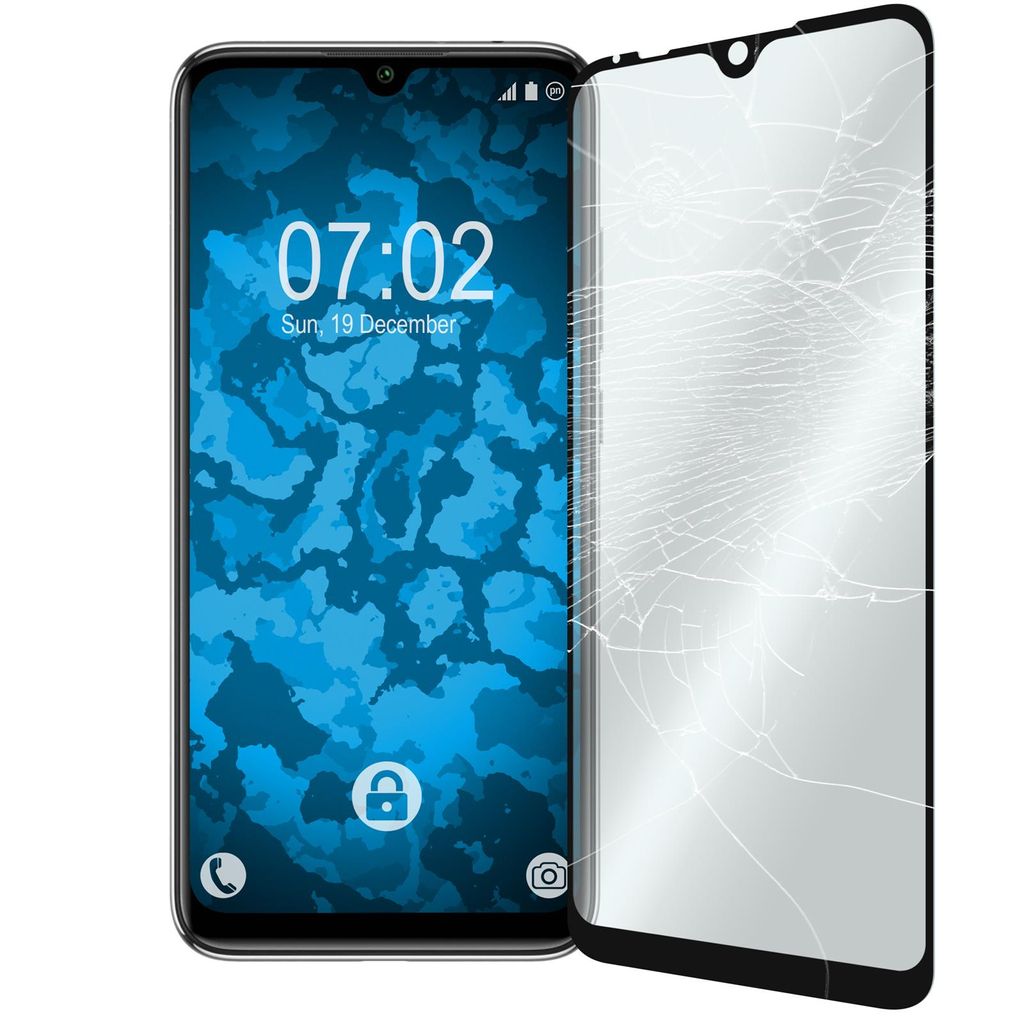 1er-Pack PhoneNatic Glas-Folie klar full-screen schwarz kompatibel mit Xiaomi Mi A3 - Panzerglas für Mi A3