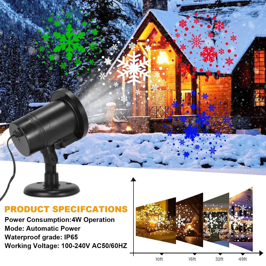Décoration de Noël Extérieure Projecteur de Flocons LED pour Façade - 3