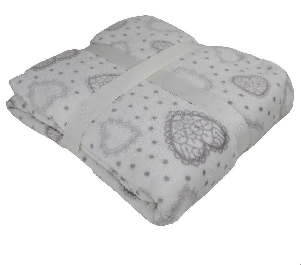 Kuscheldecke Mikrofaserdecke 150 x 200 cm mit Herzchenmotiv Produktbild 
