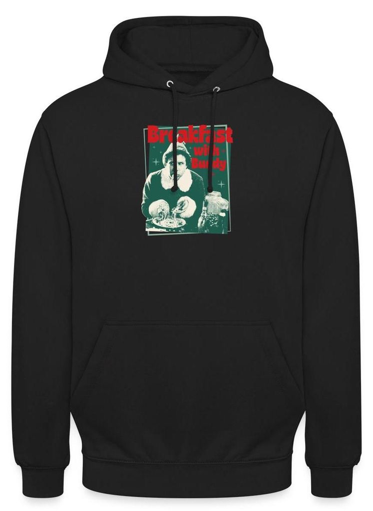 Spreadshirt Buddy Der Weihnachtself Breakfast With Buddy Uni Hoodie, 4XL, Schwarz