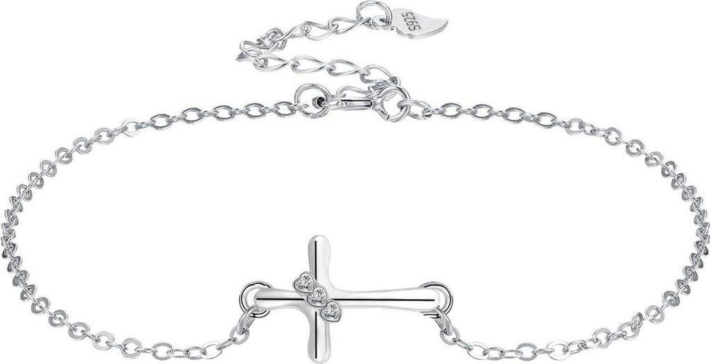 Bracelet femme 925 argent sterling croix zirconium fête des Image du produit 