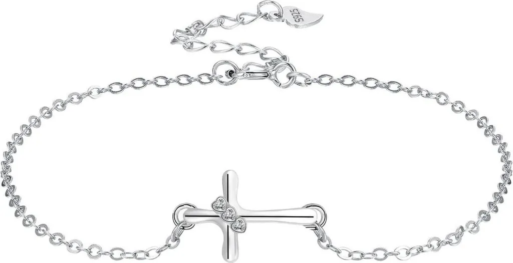 Bracciale Donna Argento 925 Croce Zirconi Regalo Mamma Compleanno