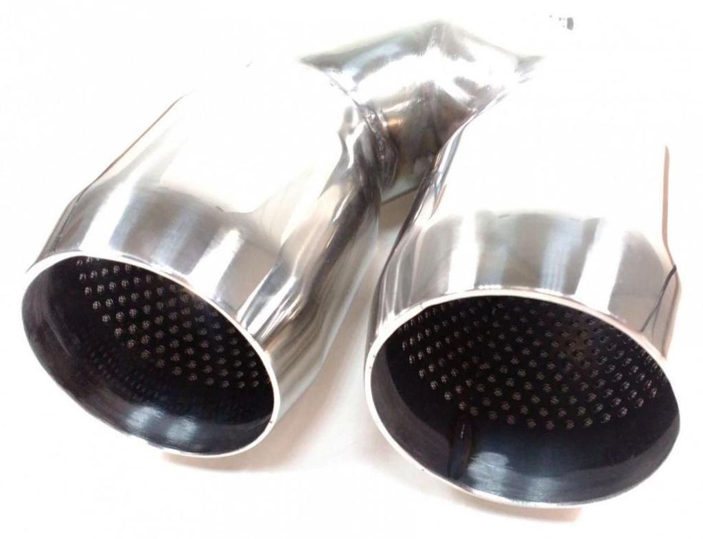 Universeller Doppel-Auspuffendrohr-Aufsatz für Pkw, 37–60 mm, Länge 21,5 cm, Chrom