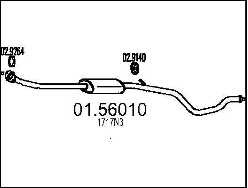 MTS 01.56010 Mittelschalldämpfer Schalldämpfer passend für PEUGEOT 306 Schrägheck (7A, 7C, N3, N5) 306 Kasten/Schrägheck