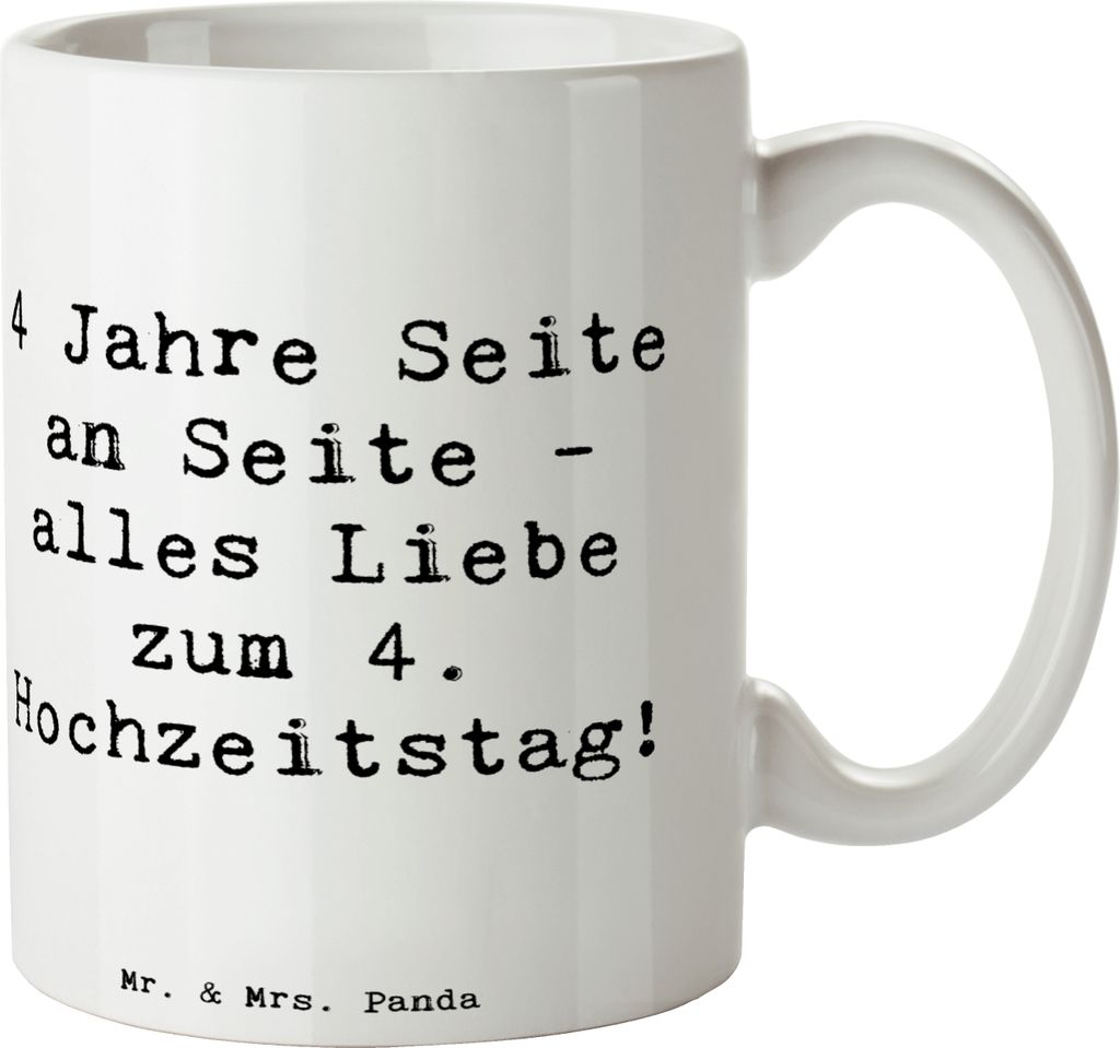 Mr. & Mrs. Panda Kaffeetasse Spruch 4. Hochzeitstag Produktbild 