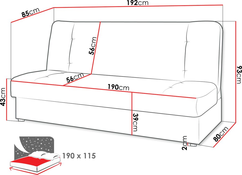 MIRJAN24 Schlafsofa Zelka, Sofa mit Bettkasten und Produktbild 6