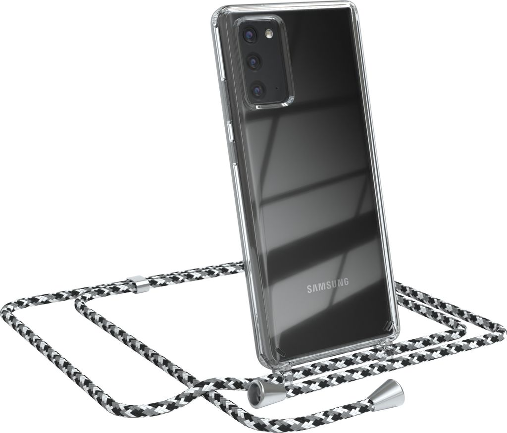 EAZY CASE Handykette kompatibel mit Samsung Galaxy Note 20 / Note 20 5G, Handyhülle mit Umhängeband, Handykordel, Schutzhülle Clear, Band in Sch...