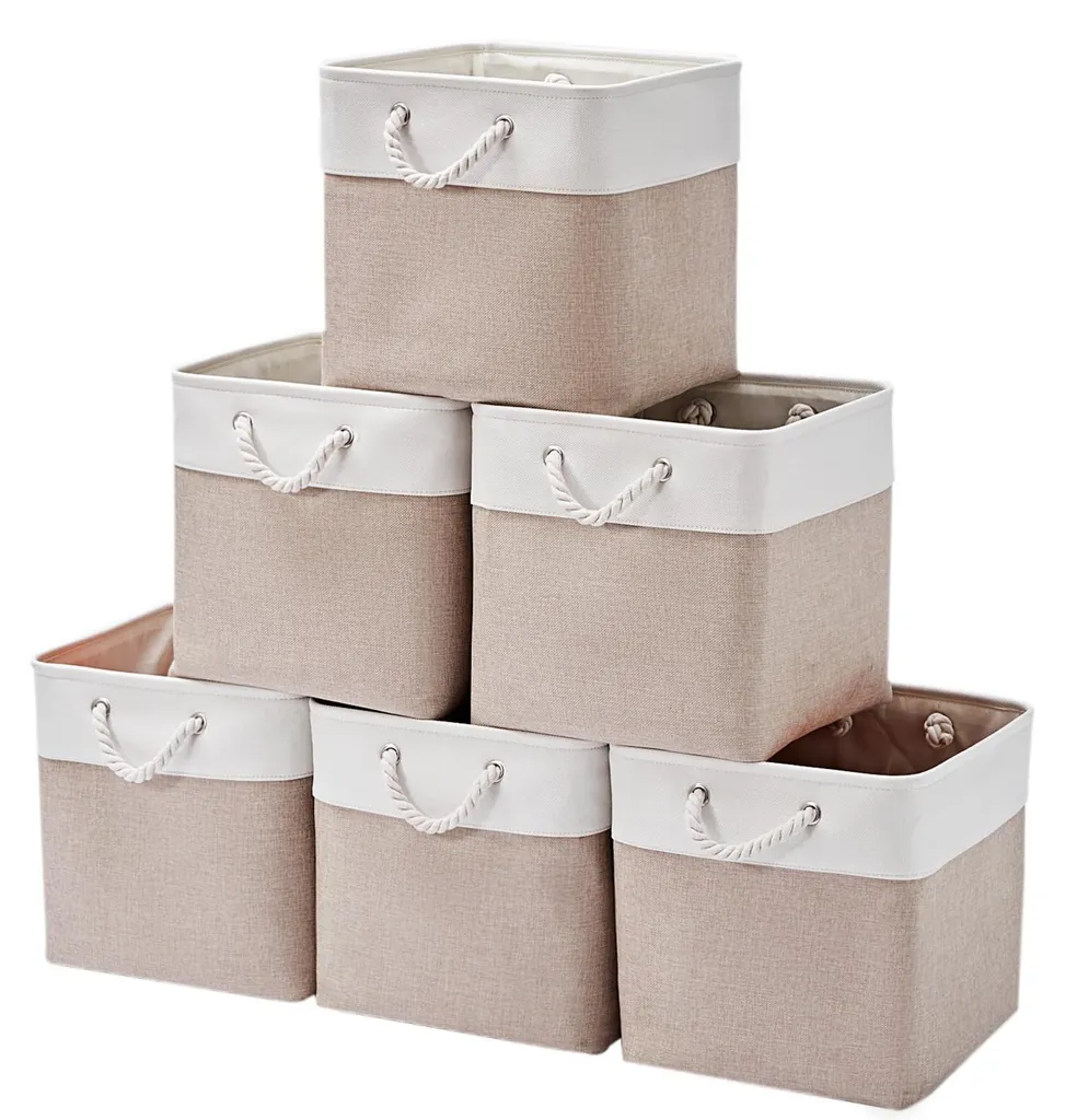Boîtes de rangement blanches avec cordons 30 cm lot de 6 pliables