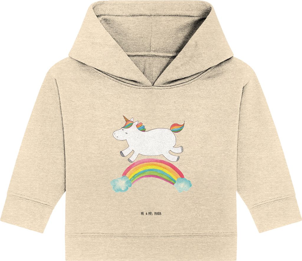 Mr. & Mrs. Panda Organic Baby Hoodie Einhorn Regenbogen 12. - 18. Monat - Natural Raw - Geschenk, Unicorn, Einhornpower, Kapuzensweatshirt, Glitzer...