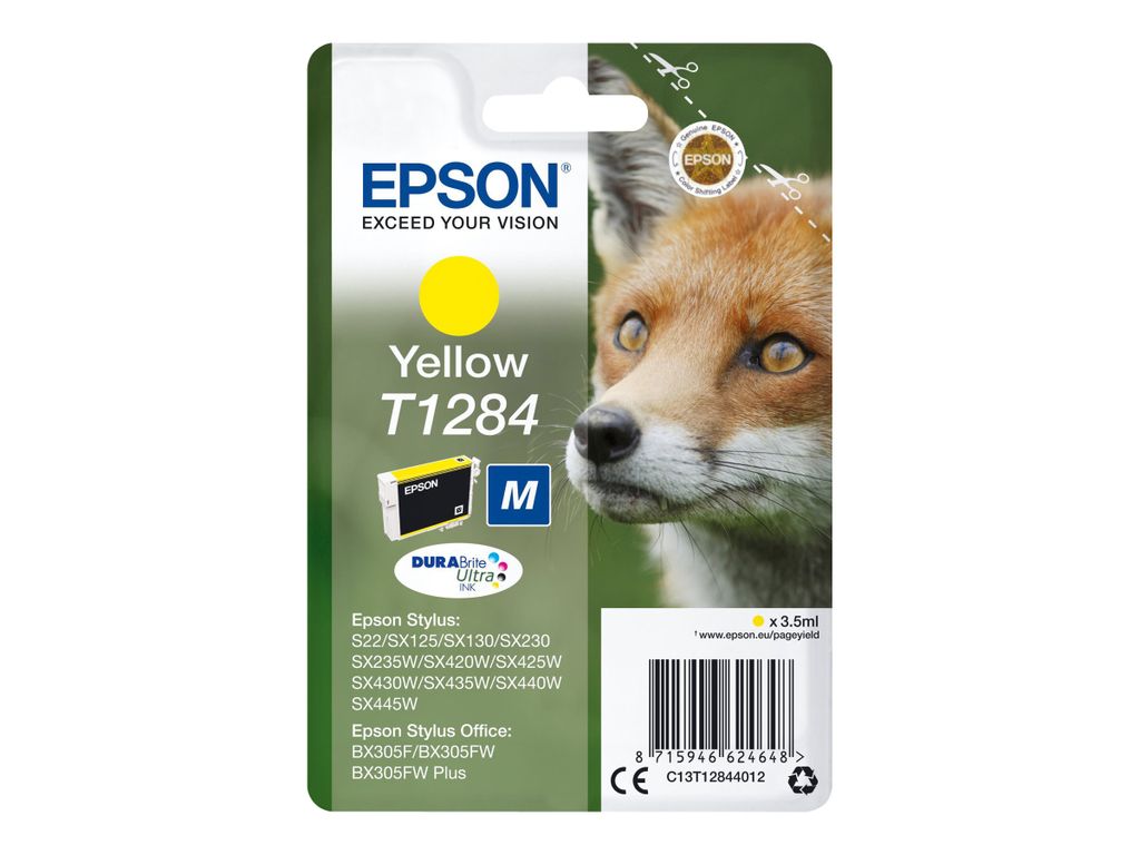 Epson Fox T1284 Fuchs DURABrite Ultra Single Yellow Tinte, Gelb, Tinte auf Pigmentbasis, 3,5 ml, 1 Stück(e)