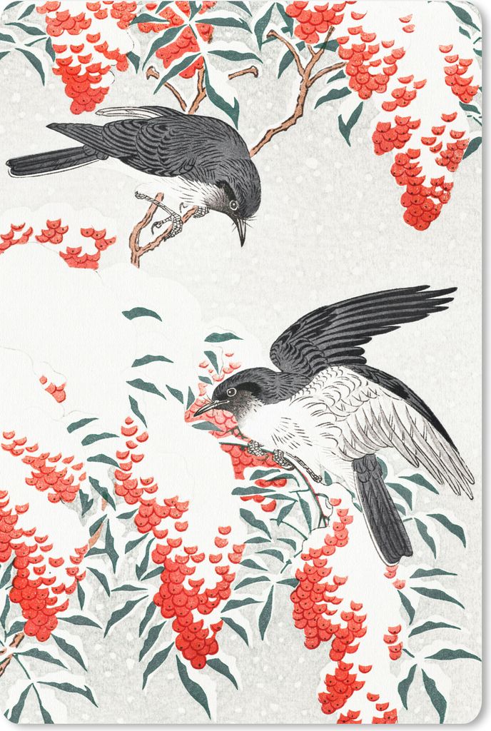 MuchoWow Mauspad Mousepad Vögel - Beere - Rot - Japandi 18x27 cm - Mousepads - Maus Mat - Pad - Mausunterlage
