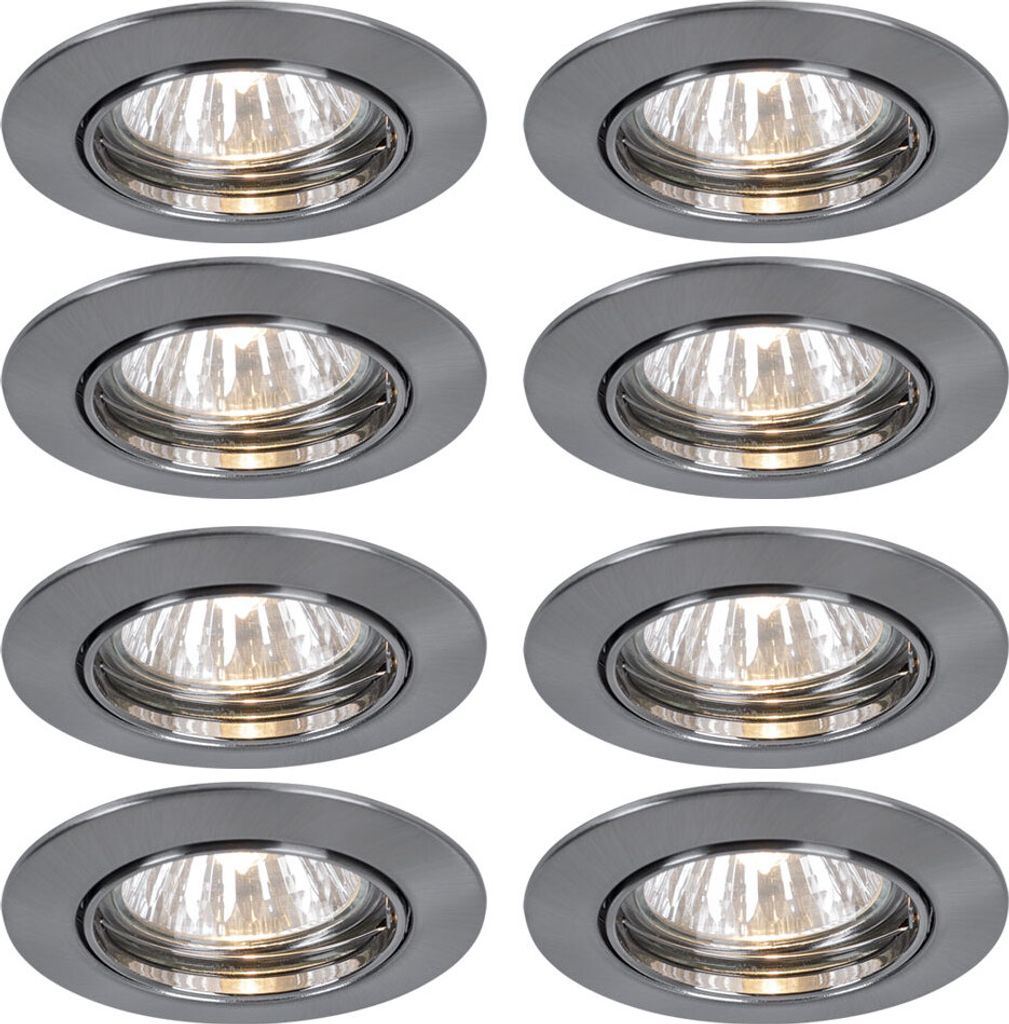 8x LED Einbaustrahler, rund, silber, 8,3 cm, PREMIUM LINE