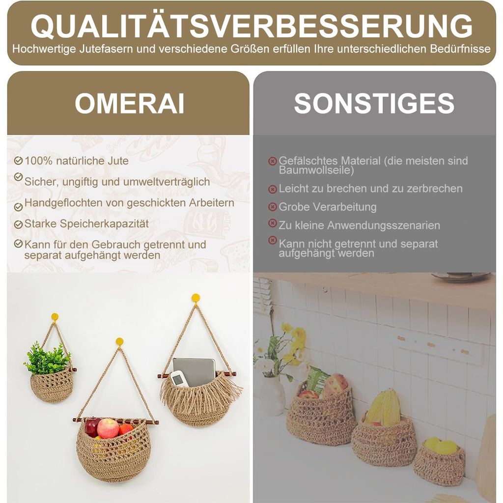 Hängender Obst organizer, abnehmbarer Wandkorb für Obst und