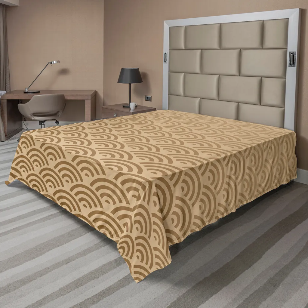 Drap Plat Confortable Beige aux Motifs Orientaux - Textile Douceur 244cm