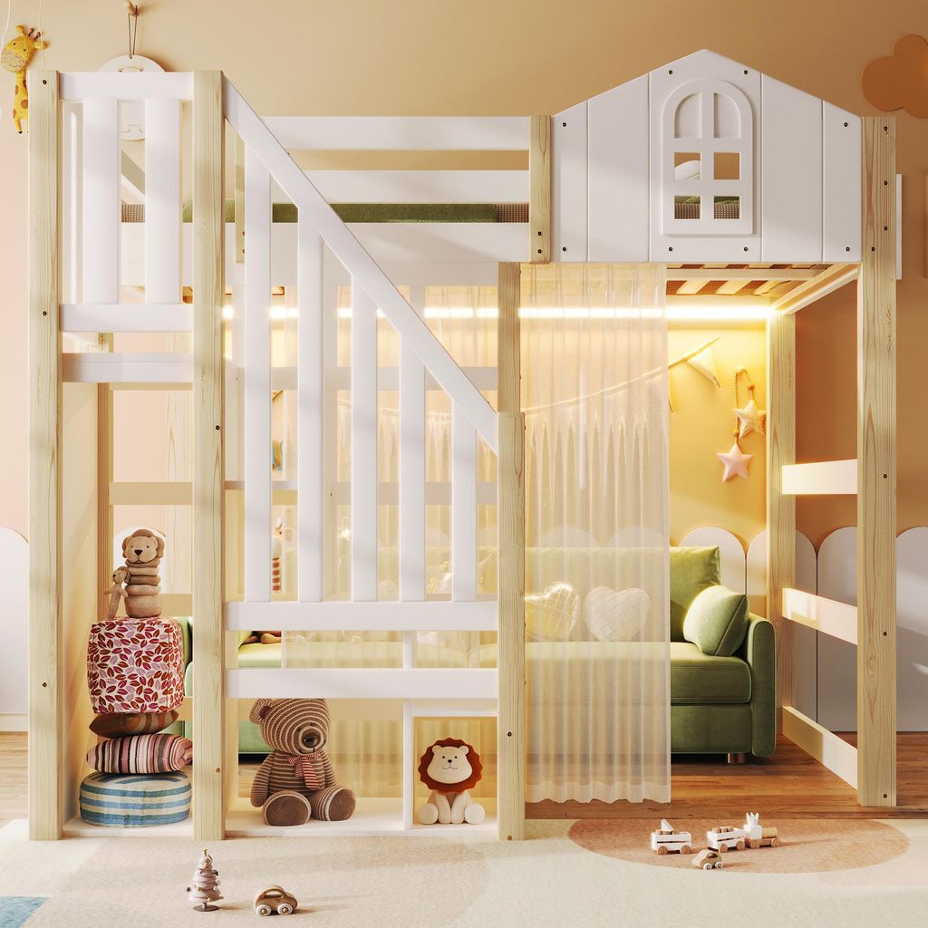 okwish 140×200 vysoká postel s LED lištou, juniorská postel Obrázek produktu 