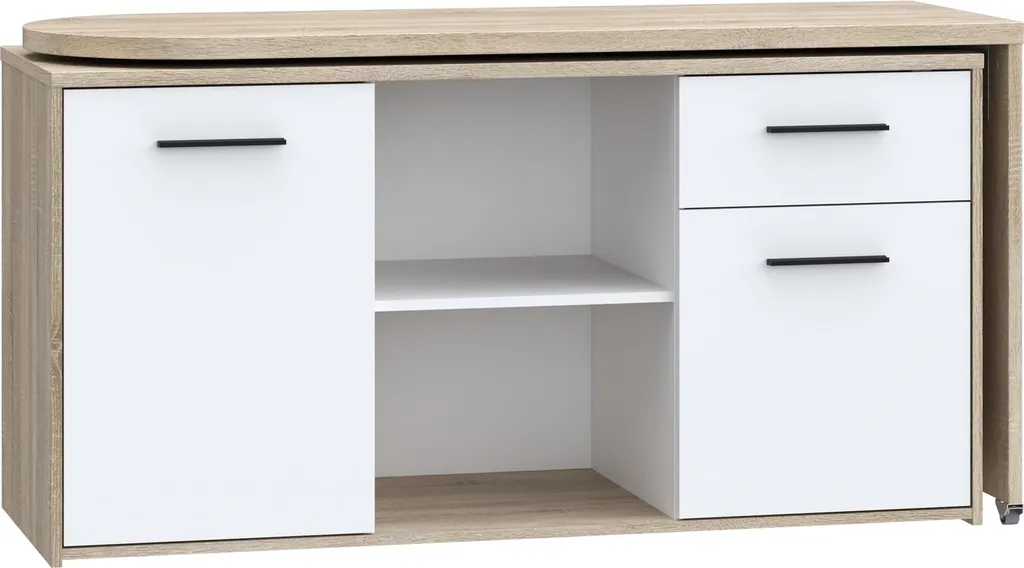 Armoire latérale Alwernia Chêne Sonoma 144x74x50cm rangement salon