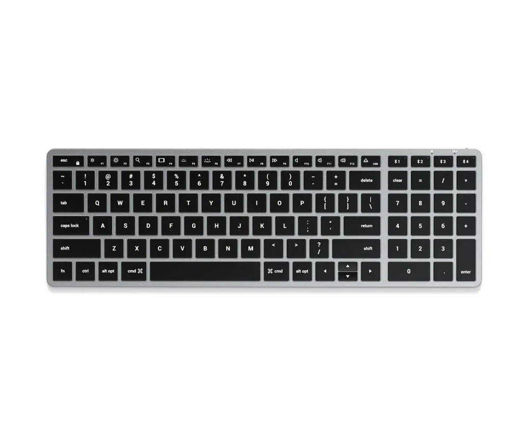 Clavier Bluetooth Satechi Slim X2 Rétroéclairé avec Pavé Numérique Gris