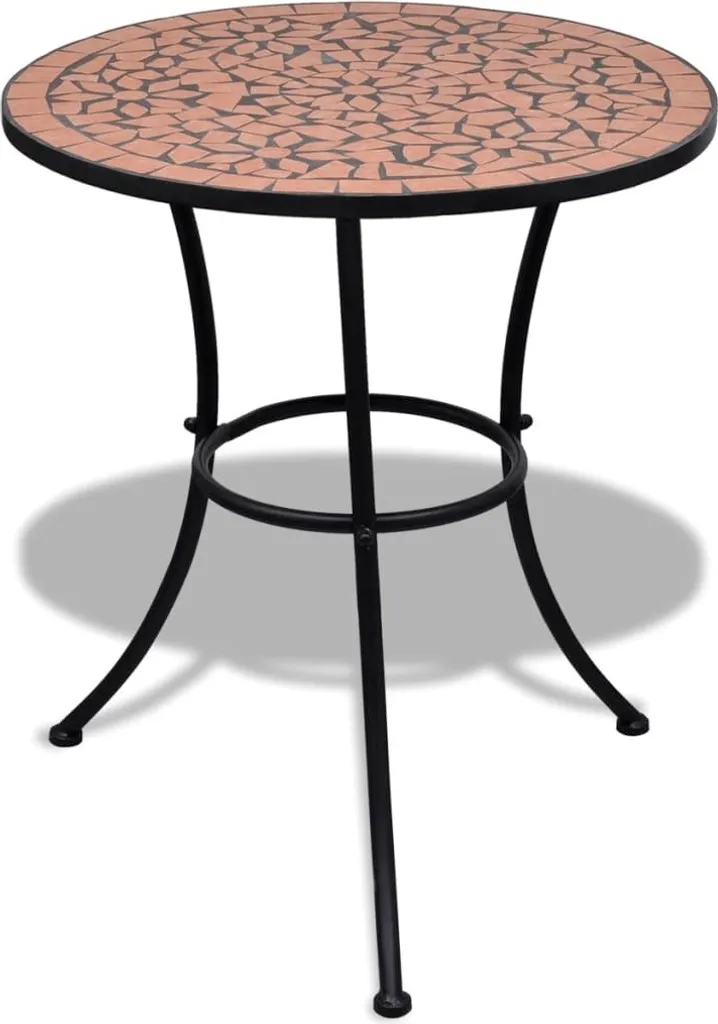 Petite table de balcon mosaïque 60 cm rouge pour café et extérieur