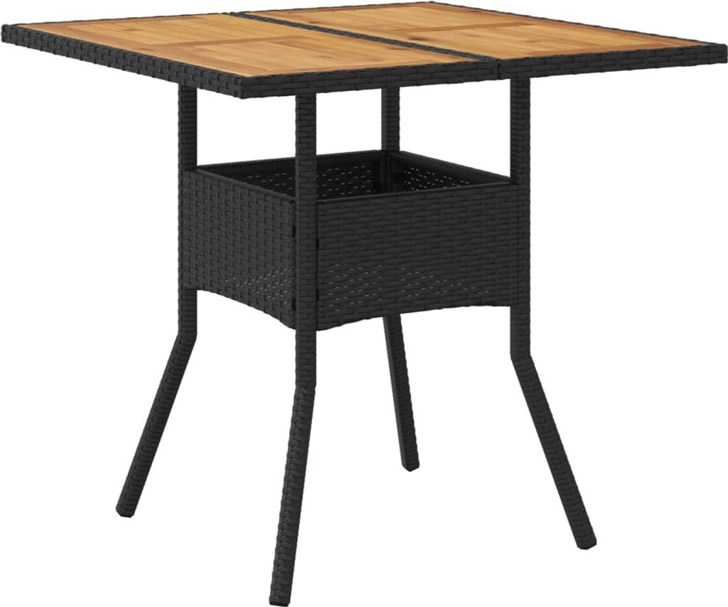 vidaXL Gartentisch mit Holzplatte Schwarz 80x80x75 cm Poly Produktbild 