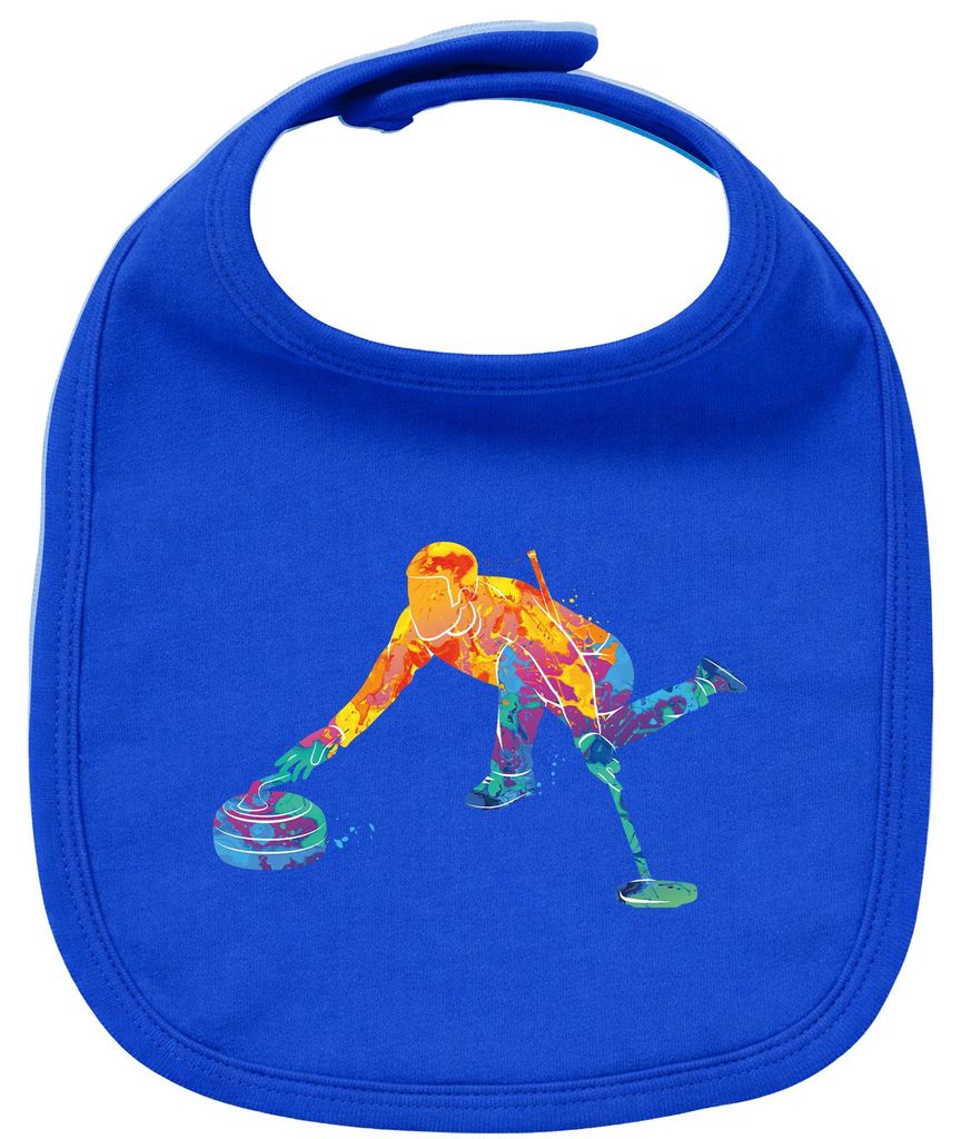 Huuraa Baby Lätzchen Curling bunte Silhouette Royal Blue Klettverschluss Baumwolle Latz Geschenkidee