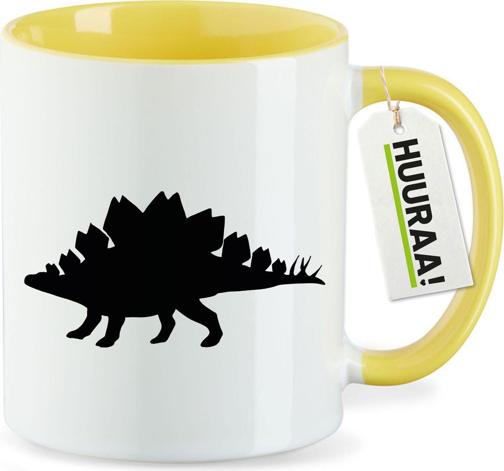 Huuraa Kaffeetasse Stegosaurus Dinosaurier 330ml Gelb Keramik Kaffeebecher Geschenkidee