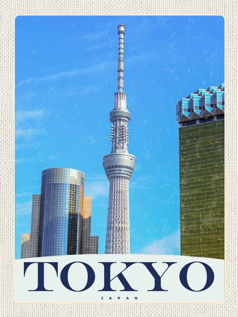 vianmo Holzschild 40x30 cm Tokyo Stadt Hochhaus Asien Bildmotiv Reisemotiv Straße