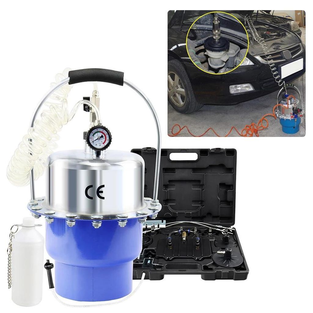 Bremsenentlüfter - Pneumatisches Bremsflüssigkeits-Wechselset - 5 L Behälter - DOT4/DOT5.1 - Druckluftbetrieben - Schnelles Entlüften