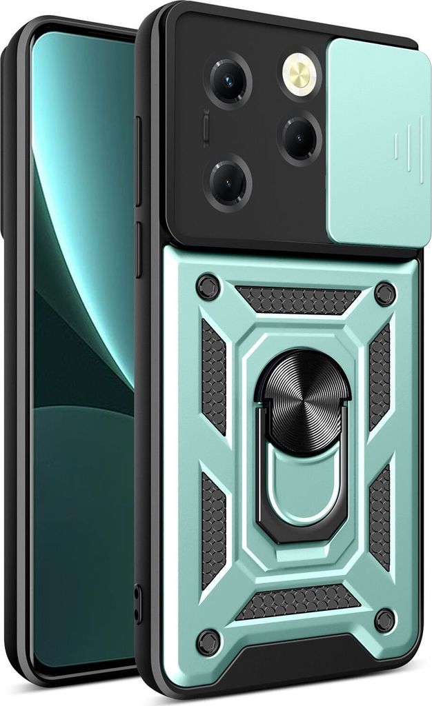 Hülle für Infinix Hot 40 /Hot 40 Pro/Tecno Spark 20 Pro 4G Magnetische Ring Ständer Halter Dia Kameraschutz TPU Bumper Silikon Schutzhülle Grün