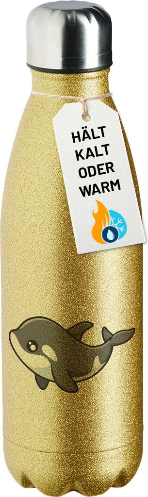 Huuraa Trinkflasche Orka Killerwal 500ml Gold Edelstahl Wasserflasche Trinkflasche Geschenkidee