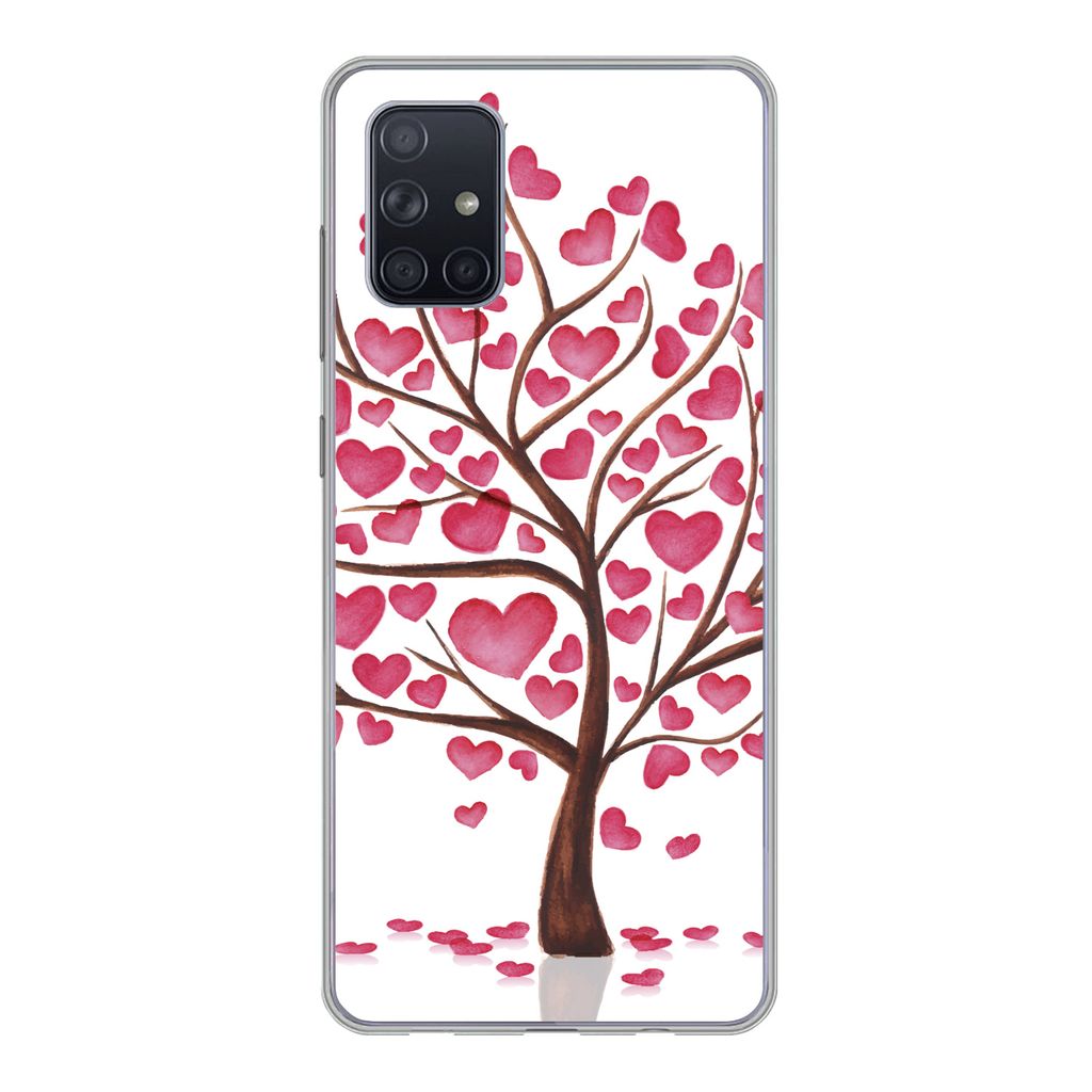 MuchoWow Handyhülle Schutzhülle Hülle für Samsung Galaxy A51 5G Eine Illustration eines Baumes mit Herzen Silikon Softcase Handy Hülle - Abb...