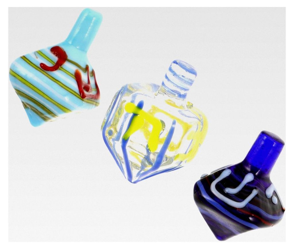 Chanukka Dreidel 3 Stück Glas Klassisches Dreidel Spiel für Familien und Traditionelles Jüdisches Festgeschenk