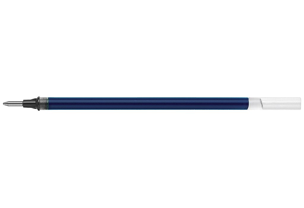 A single blue pen refill is shown horizontally against a white background.