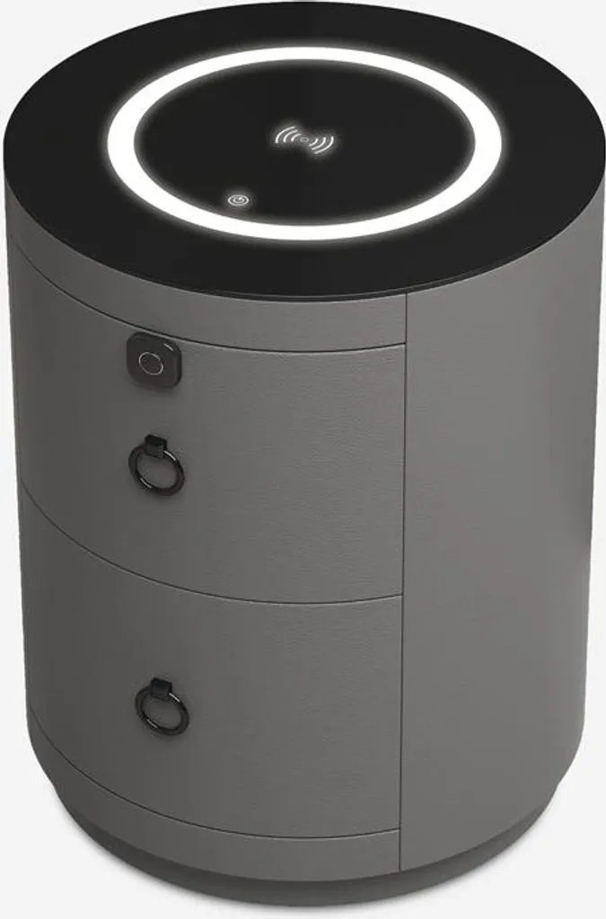 Table de nuit sans fil pour finir les câbles avec lampe LED et 2 tiroirs