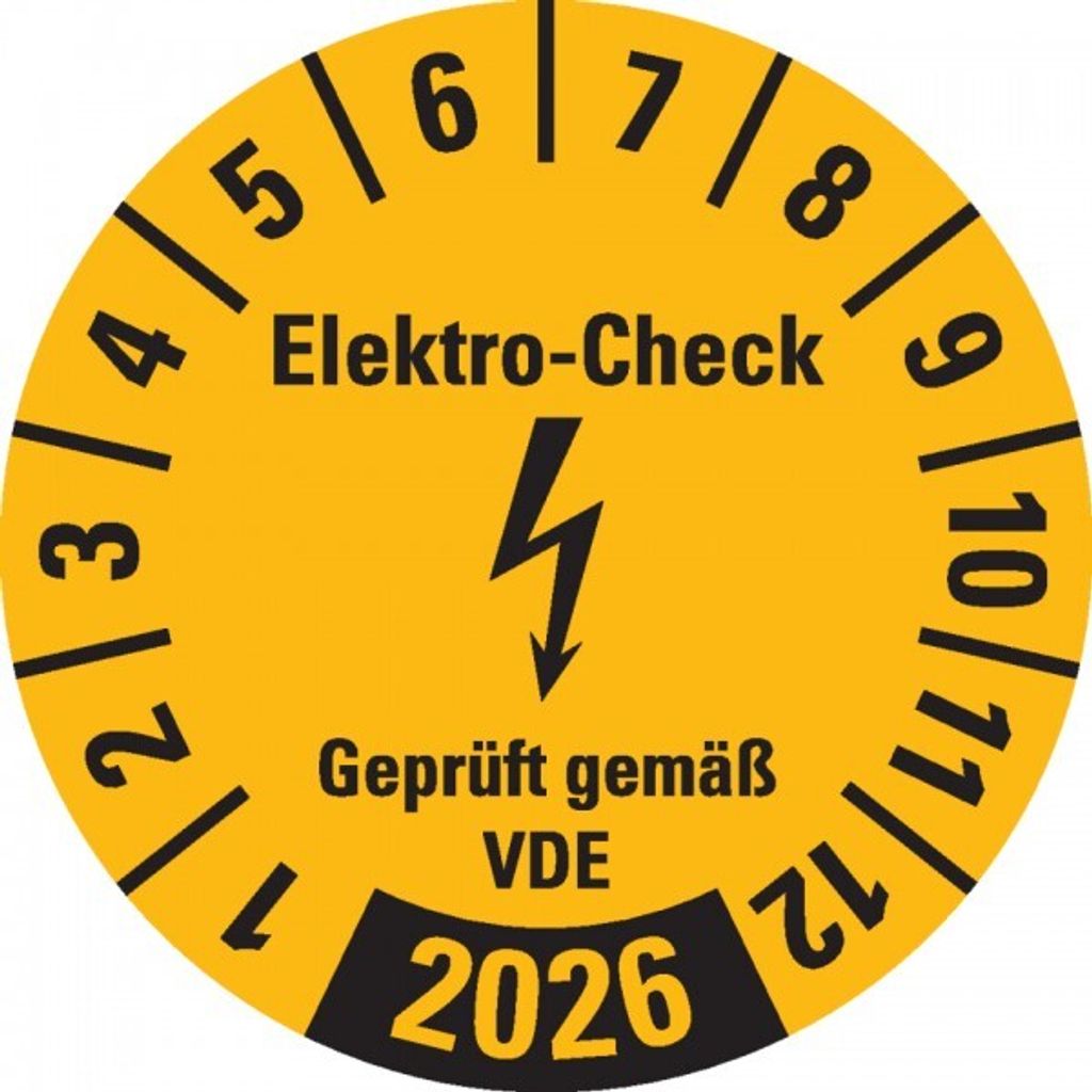 Dreifke Prüfplakette Elektro-Check .., 2026, gelb, Dokumentenfolie, Ø...