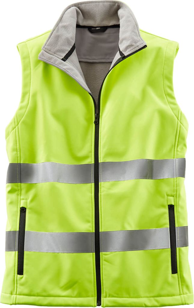 Terrax Workwear Herren Warnschutzweste Softshell mit Fleece-Innenseite - Sicherheitsweste Arbeitsweste mit reflektierende Tapes in Gelb Größe XL