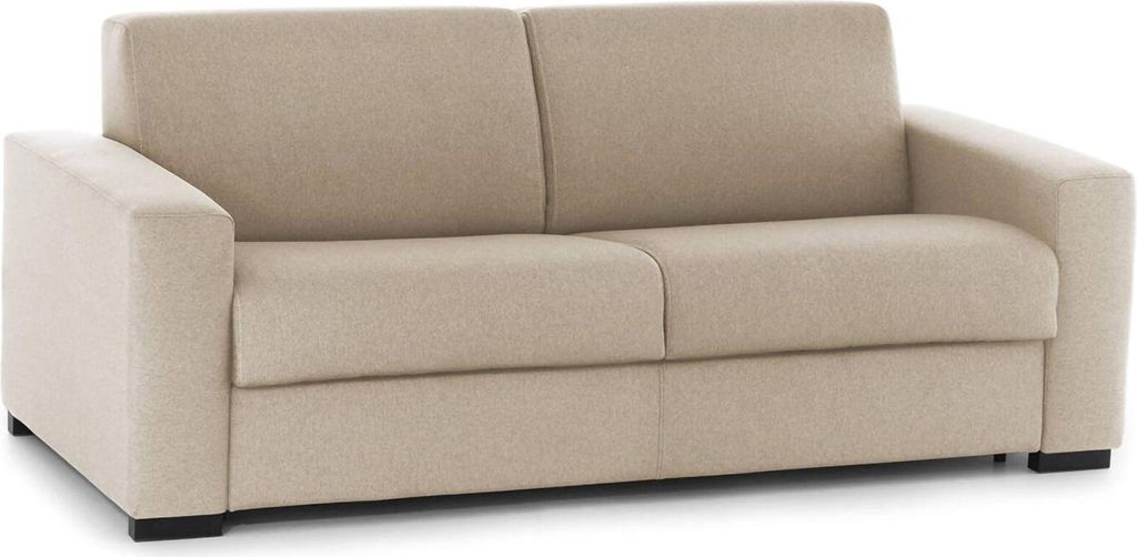 Festes Sofa Giuseppina, 2-Sitzer-Sofa, 100% Italy, Wohnzimmersofa aus gepolstertem Stoff, mit Standard-Armlehnen, Cm 180x95h90, Beige