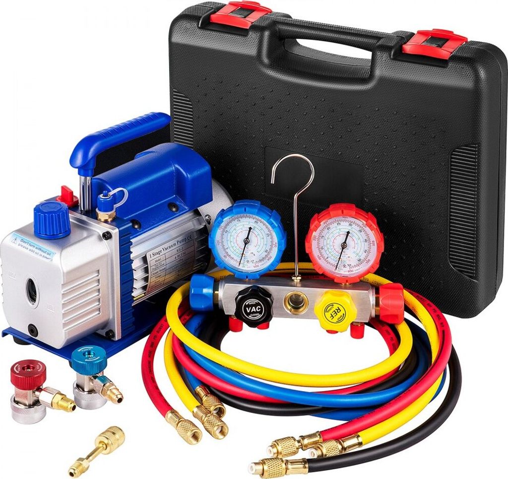 AC Vakuumpumpe Set - 4,8 CFM - 5PA - 0800 PSI - HVAC Unterdruckpumpe mit Koffer - professionelle Klimaanlagenwartung