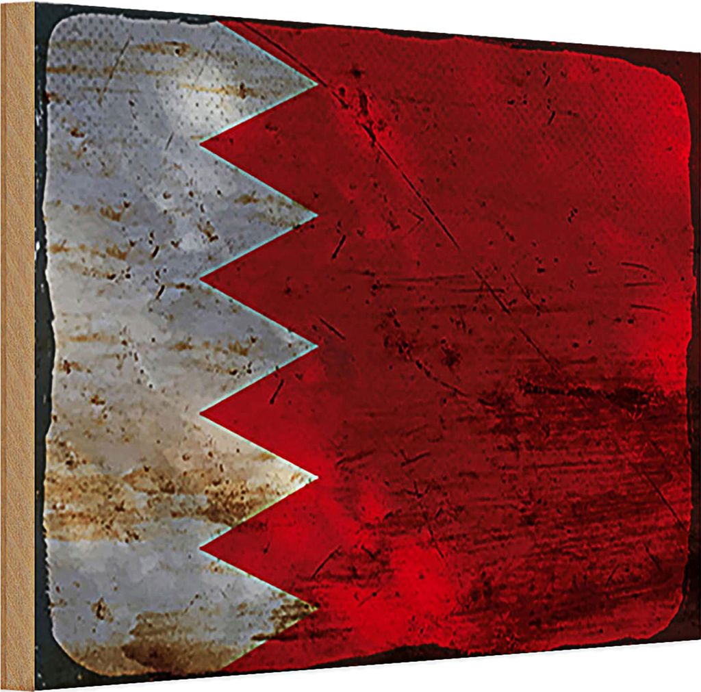 Holzschild Flagge Bahrain 30x20cm Flag of Bahrain Rost