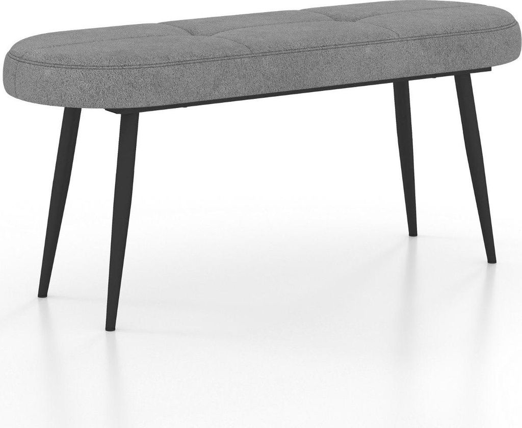 113 cm Sitzbank mit Kissen & Metallbeinen Polsterbank Ottomane bis 300 kg Belastbar Grau