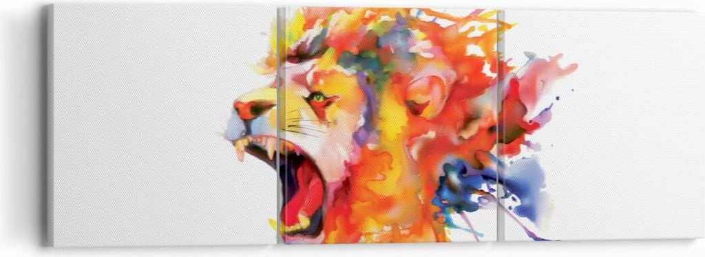 Bild auf Leinwand - Leinwandbild - Löwe modern Malerei Tier - 90x30cm - Wand Bild - Wanddeko - Leinwanddruck - Bilder - Kunstdruck - Wanddekoratio...
