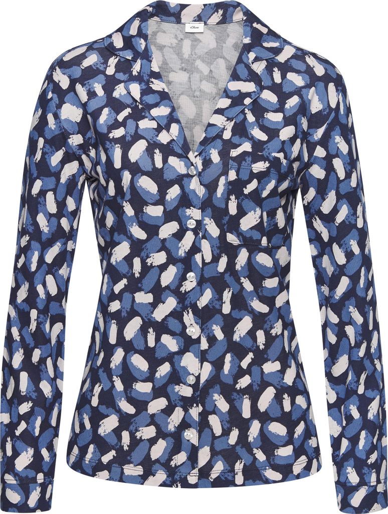 s.Oliver Pyjamaoberteil blau-gemustert Größe 36/38